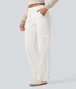 Halara Flex™ Mid Rise Pockets Straight Leg Casual Cargo Jeans - White Wood Denim