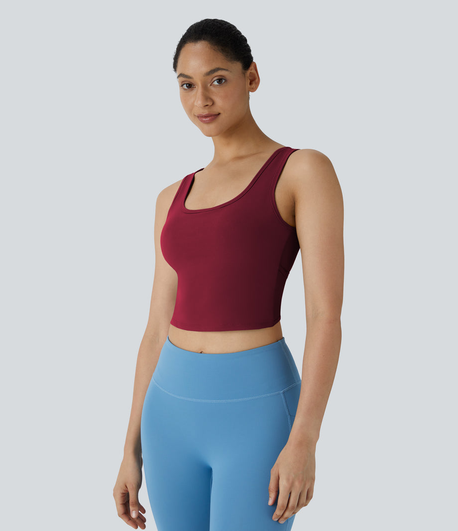 U Neck Crossover Barre Ballet Dance Tank Top A-D Cups - Deep Wine
