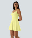 SoftlyZero™ Airy Backless Twisted Flare Low Support Dance Active Dress-Longer Length-Easy Peezy Edition A-D Cups - Yellow Pear