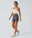 Basic Padded Workout Cropped Low Support Tank Top A-D Cups - Primrose Pink