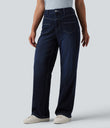 Halara Flex™ Mid Rise Straight Leg Casual Jeans with Pockets - Pageant Blue Denim