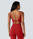Halara UltraSculpt™ Double Straps Twisted Backless Cropped Yoga Tank Top - Aura Orange