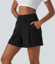 DayStretch High Waisted Work Baggy Shorts 4'' with Pockets - Black