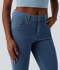 Halara Flex™ Mid Rise Pockets Casual Bootcut Jeans - Denim Dark Blue