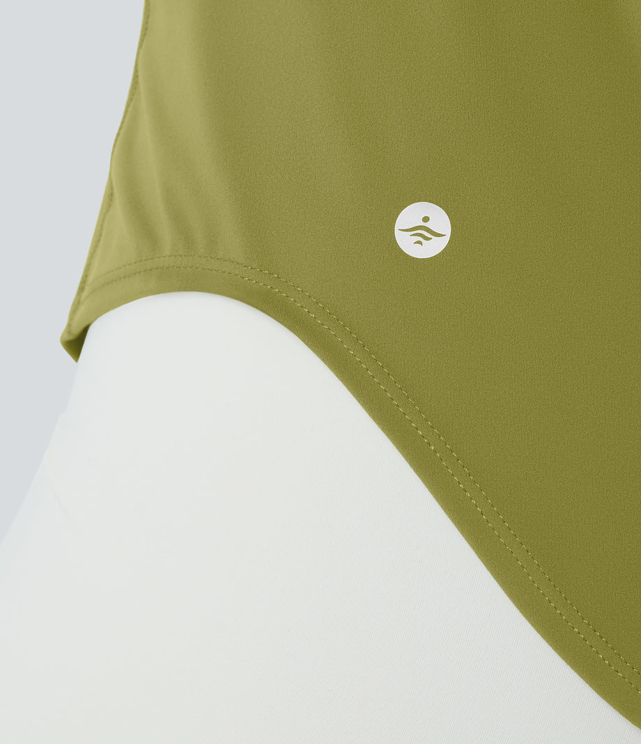 Halara UltraSculpt™ Round Neck Curved Hem Workout Tank Top - Moss