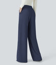 Halara Flex™ High Waisted Body Sculpt Waist-Slimming Pocket Wide Leg Micro Waffle Work Pants - Mood Indigo
