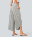 Breezeful™ High Waisted Tummy Control Split Hem Quick Dry Resort Pants with Pockets - Dust Gray