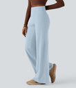 DayStretch High Waisted Tummy Control Wide Leg Baggy Yoga Pants with Pockets - Baby Blue