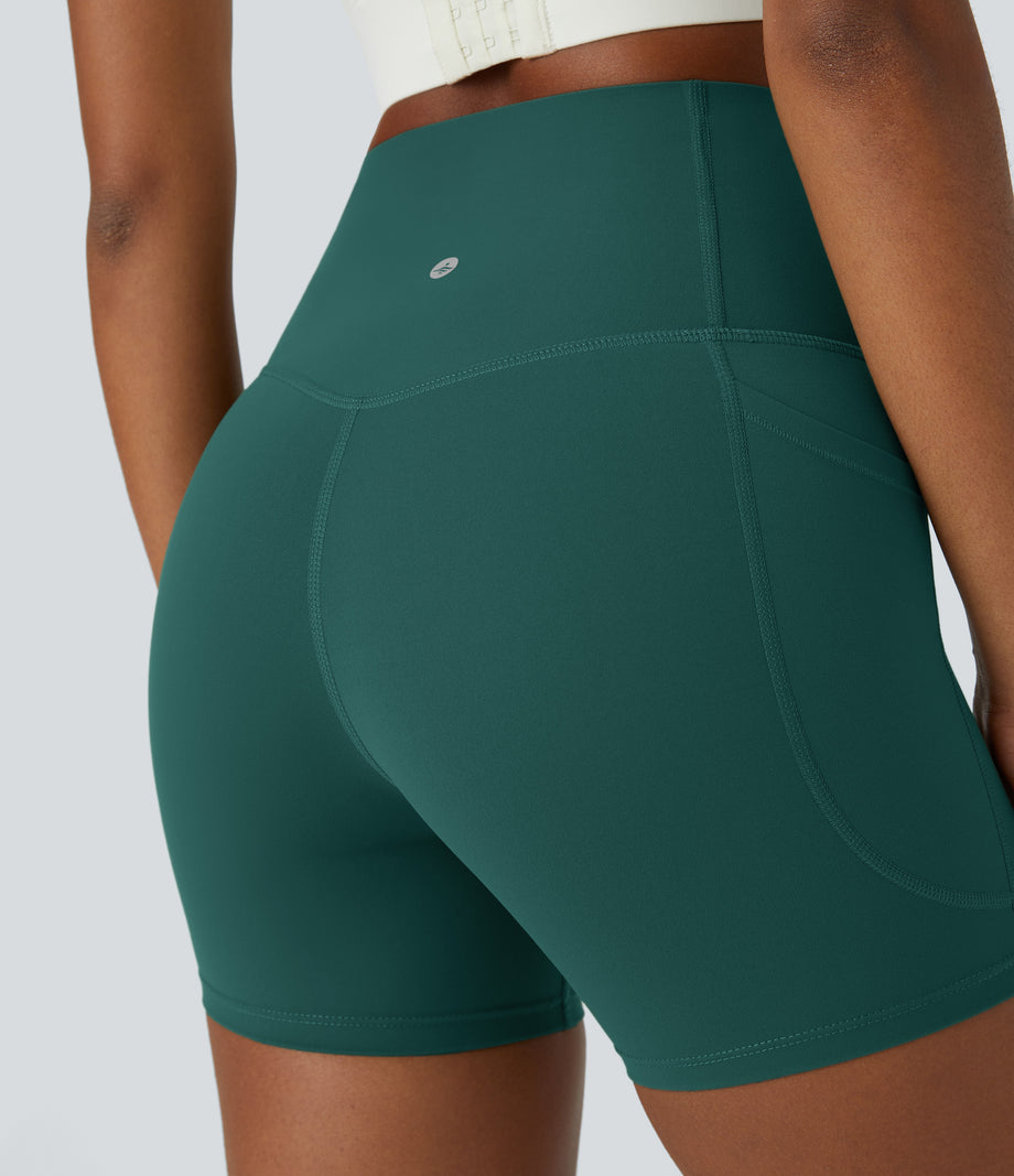 Halara UltraSculpt™ High Waisted Tummy Control Side Pocket Shaping Training Biker Shorts 5'' - June Bug