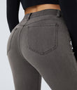 Halara Flex™ Mid Rise Pockets Casual Bootcut Jeans - Hemp Black Denim