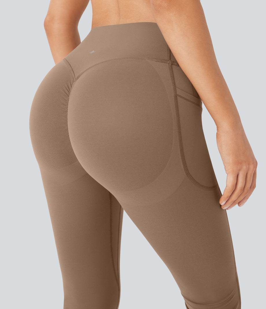 Halara UltraSculpt™ High Waisted Scrunch Butt Lifting Tummy Control Pocket Shaping Yoga Bootcut Leggings - Woodsmoke