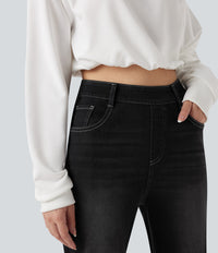 Halara Flex™ High Waisted Rolled Hem Casual Slim Jeans with Pockets - Phantom Denim