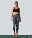 Halara UltraSculpt™ Leopard Print High Waisted Tummy Control Yoga Leggings with Pockets - Black and Silver Leopard Print