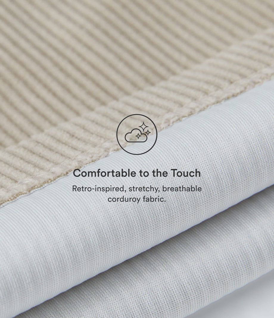 High Waisted Pocket Straight Leg Baggy Mop Corduroy Casual Pants - Almond Milk