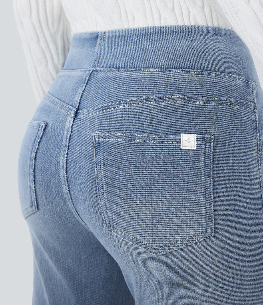Halara Flex™ High Waisted Pockets Washed Casual Bootcut Jeans - Gray Blue Denim