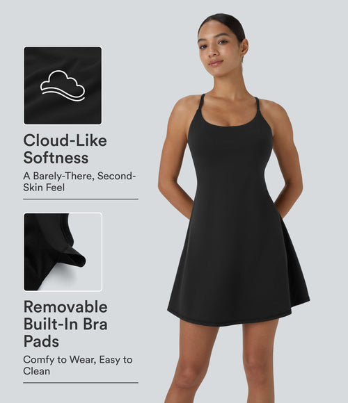 SoftlyZero™ Plush Backless Active Dress - Black