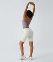 Crisscross Backless Built-in Bra Cropped Running Tank Top A-D Cups - Silver Bullet