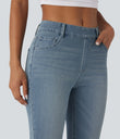 Halara Flex™ High Waisted Pockets Washed Casual Bootcut Jeans - Cedar Blue Denim