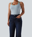 Halara Flex™ Mid Rise Straight Leg Casual Jeans with Pockets - Pageant Blue Denim