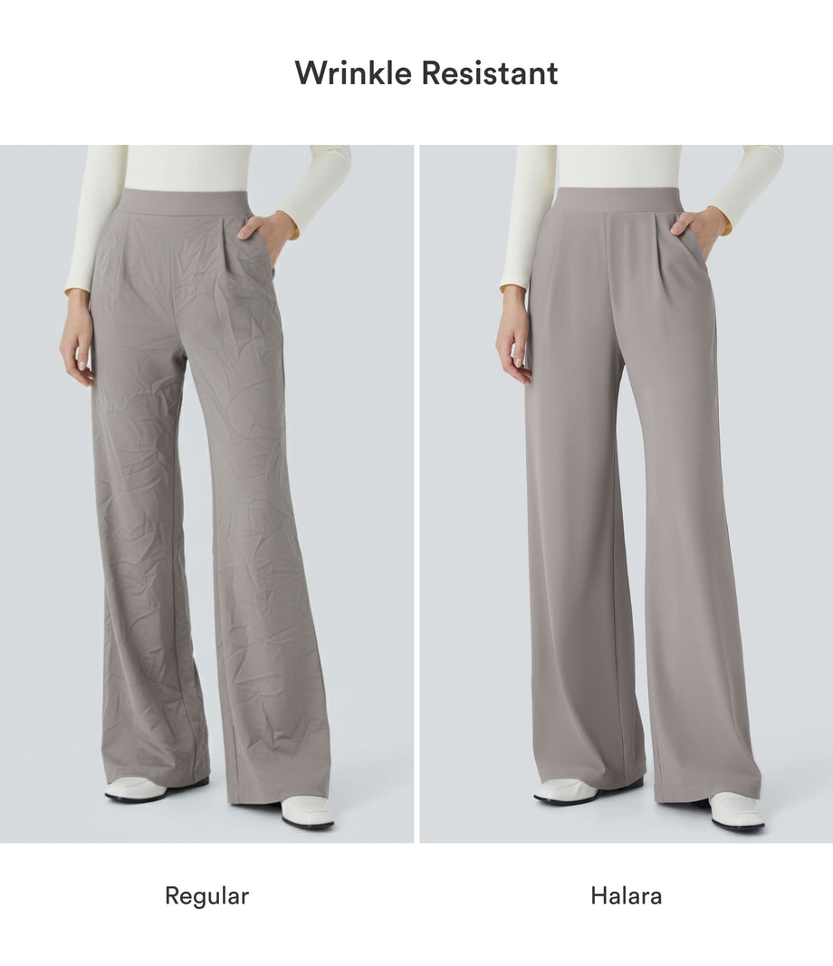 Halara Flex™ High Waisted Body Sculpt Waist-Slimming Pocket Wide Leg Micro Waffle Work Pants - Satellite
