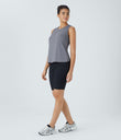 Cut Out Crossover Hem Solid Yoga Tank Top - Cement Gray