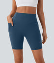 Halara UltraSculpt™ High Waisted Scrunch Butt Lifting Tummy Control Side Pocket Shaping Workout Biker Shorts 7'' - Majolica Blue