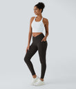 SoftlyZero™ Crossover Pocket Plain Leggings-UPF50+ - Hazelnut Black