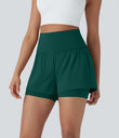 SoftlyZero™ Airy Super High Waisted 2-in-1 Cool Touch Yoga Shorts 5'' with Pockets - Forest Biome