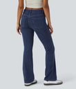 Halara Flex™ Mid Rise Pockets Casual Bootcut Jeans - Washed Denim Navy Blue