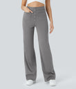 DayStretch High Waisted Pockets Straight Leg Casual Pants - Silent Storm