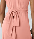 Breezeful™ V Neck Short Sleeve Pocket Tie Back Quick Dry Midi Casual Dress-Longer Length - Blossom