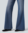 Halara Flex™ Low Rise Flare Washed Casual Jeans with Pockets - Tide Blue Denim