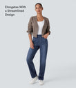 Halara Flex™ High Waisted Pockets Straight Leg Washed Casual Jeans - Paint Blue Denim