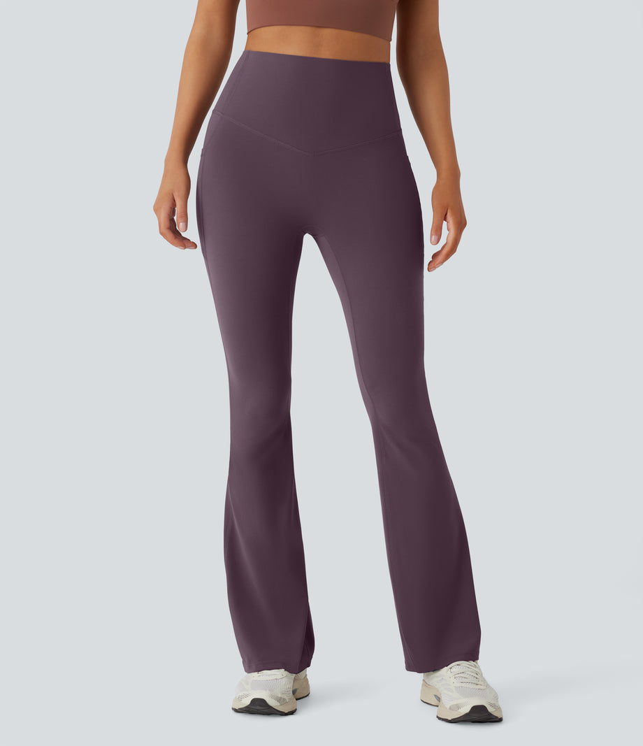 Halara UltraSculpt™ High Waisted Tummy Control Pocket Shaping Yoga Bootcut Leggings - Night's Purple