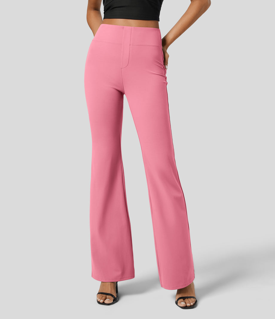 Halara Flex™ High Waisted Back Side Pocket Slight Flare Work Pants - Flamingo Plume