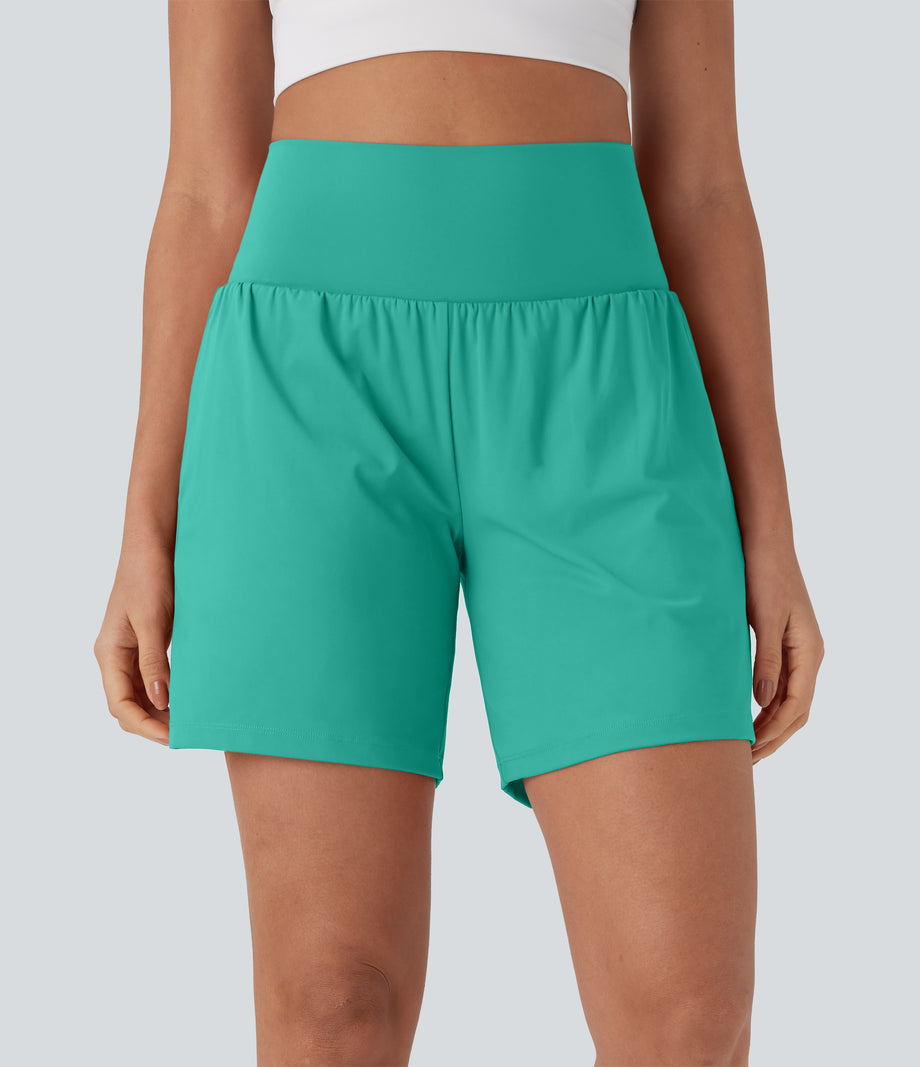 SoftlyZero™ Airy Super High Waisted 2-in-1 Cool Touch Yoga Shorts 7" with Pockets - Waterfall