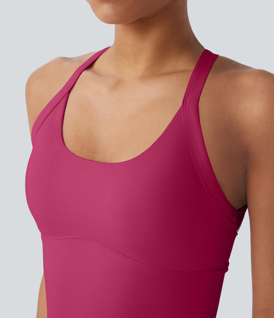 SoftlyZero™ Plush Cut Out Yoga Tank Top A-D Cups - Cherries Jubilee