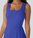 SoftlyZero™ Airy U Neck 2-in-1 Pocket Mini Cool Touch Dance Active Dress-Easy Peezy - Aster Blue