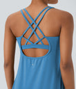 SoftlyZero™ Plush Cut Out Pocket 2-Piece Mini Yoga Active Dress - Bonnie Blue