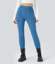 DayStretch High Waisted Zipper Pockets Solid Skinny Cargo Pants - Gloomy Blue