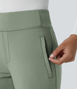 Halara Flex™ DayStretch Mid Rise Side Zipper Pocket Work Flare Pants - Asparagus