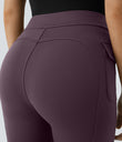 High Waisted Side Flap Pocket Flare Casual Cargo Pants - Dusky Evening purple