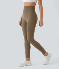 OneForm Seamless Flow High Waisted Ruched Plain Leggings - Chestnut Brown