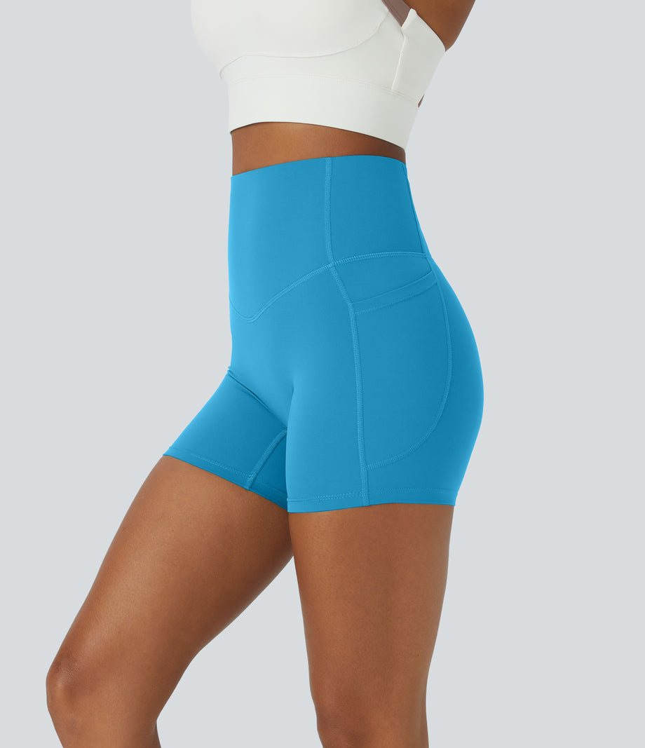 Halara UltraSculpt™ High Waisted Tummy Control Side Pocket Shaping Training Biker Shorts 5'' - Swim Cap