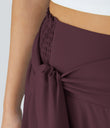 Breezeful™ High Waisted Shirred Tie Front & Back Wide Leg Flowy Quick Dry Casual Pants - Deep Crimson