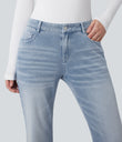 Halara Flex™ Low Rise Flare Washed Casual Jeans with Pockets - Baltic Sea Blue Denim
