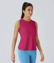 Cut Out Crossover Hem Solid Yoga Tank Top - Bright Rose