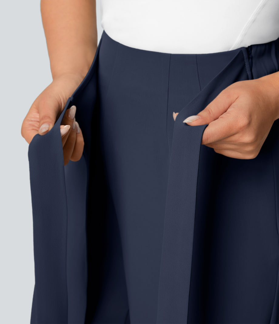 Halara Flex™ High Waisted Tie Side Wide Leg Work Pants - Peacoat