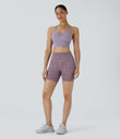 High Waisted Pocket Running Biker Shorts - Mauve
