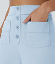 DayStretch High Waisted Pockets Straight Leg Casual Pants - Omphalodes